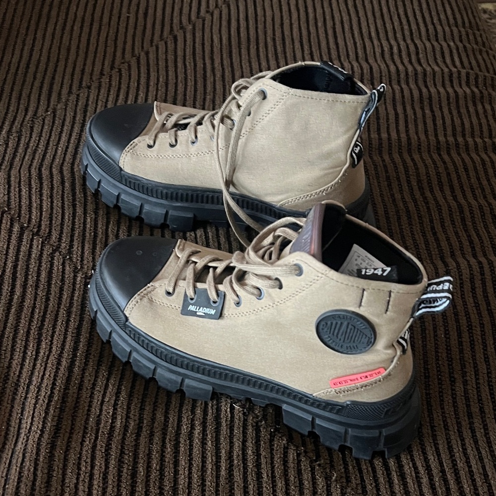 Palladium Beige and Black Rugged Boots